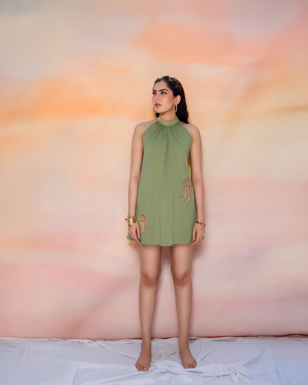 Moss halter swim-dress: