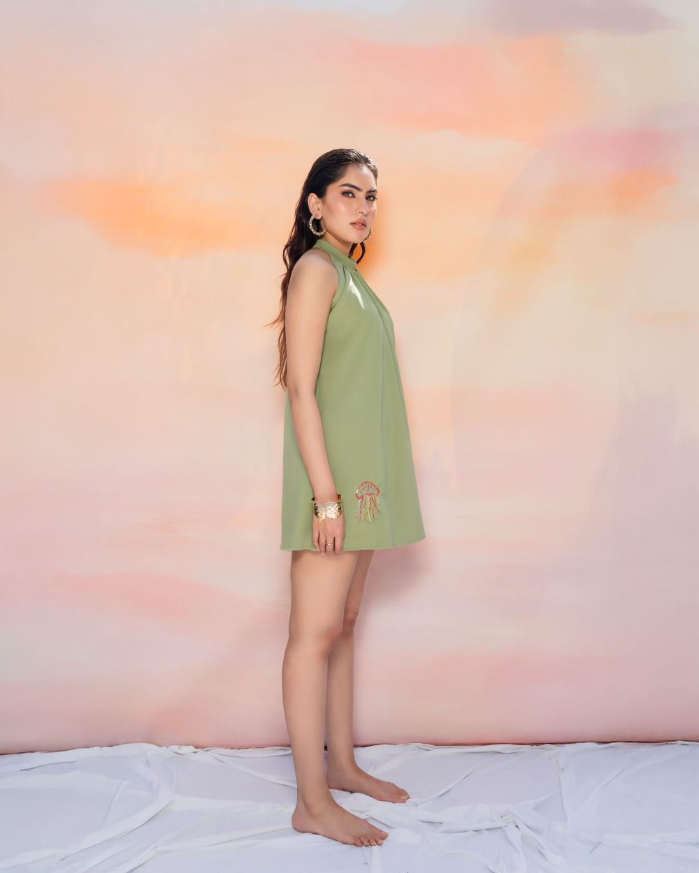 Moss halter swim-dress: